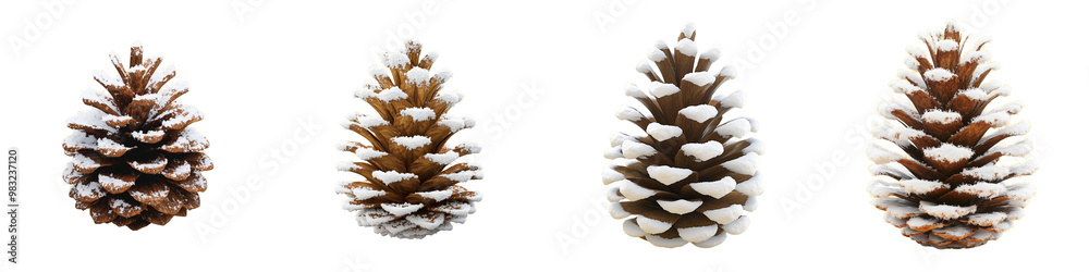 Set of a Christmas snow-covered pine cone, isolated on a transparent background. Set of a Christmas snow-covered pine cone, isolated on a transparent background.