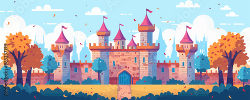 Medieval castle vector flat simple illustration