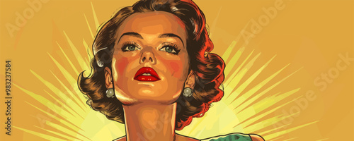 woman retro style vector