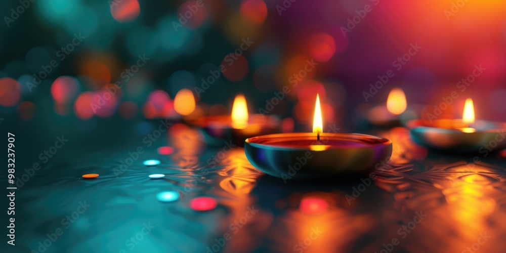 Group of candles providing warm light on a surface, suitable for various settings and events Group of candles providing warm light on a surface, suitable for various settings and events