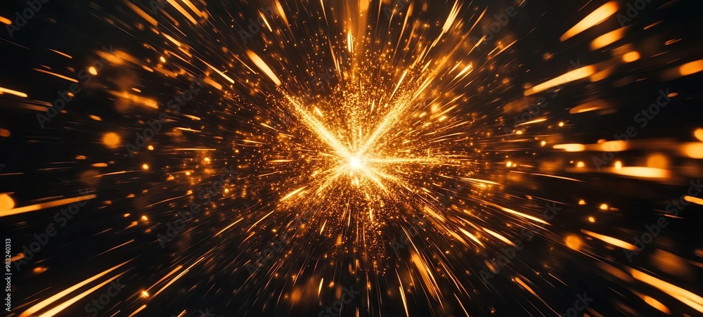 a shot of a wonderful, bright firework exploding against the black night sky. 