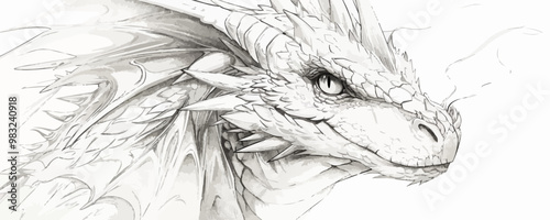Dragon portrait sketch hand drawn sketch in doodle style Vector illustration