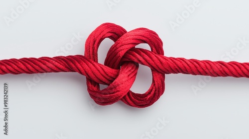 Red Rope Knot on White Background