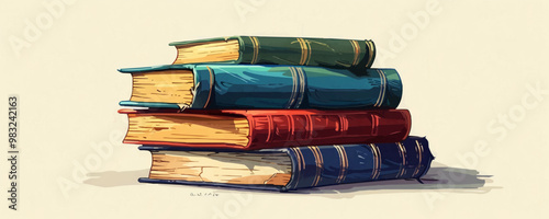 Stack of old books. vector simple illustration