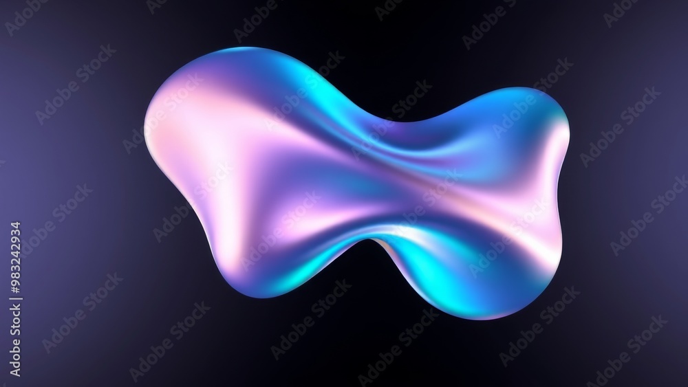 Abstract liquid shape of holographic metal.