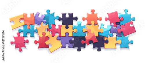 Puzzle pieces on a white background. Vector flat minimalistic isolated illustration.
