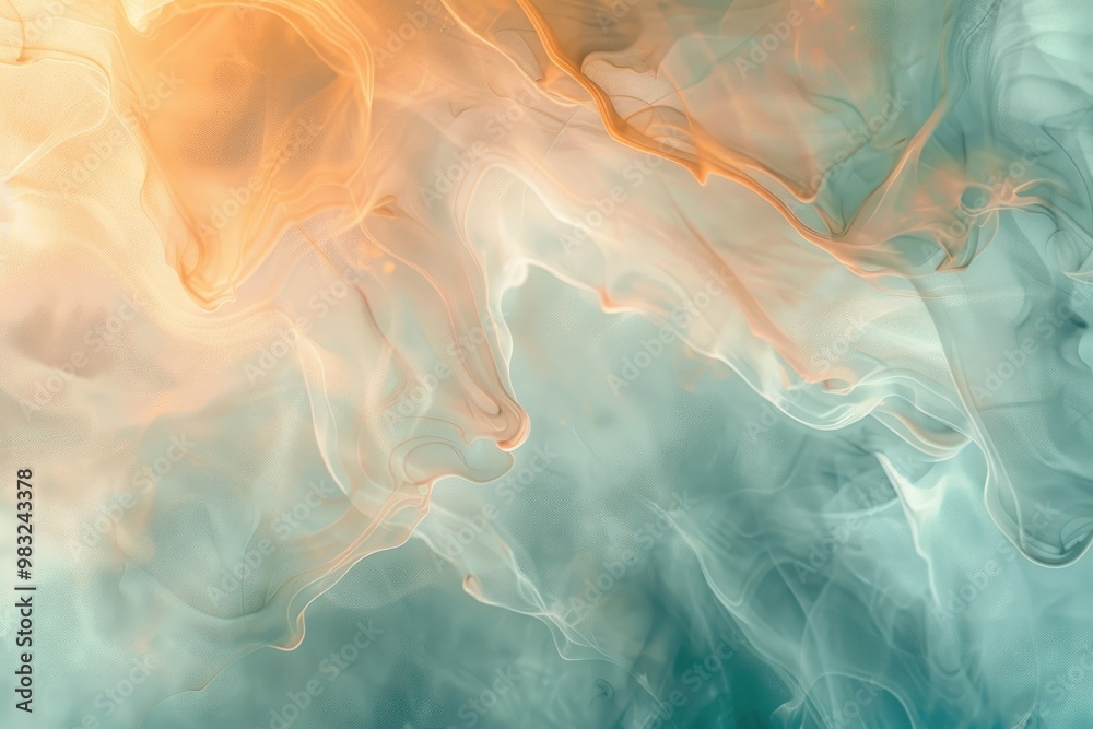 Abstract Fluid Art in Pastel Hues of Orange and Teal with Dreamy Flowing Patterns Abstract Fluid Art in Pastel Hues of Orange and Teal with Dreamy Flowing Patterns