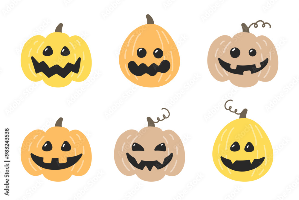 Set with Halloween pumpkin lanterns isolated on white background. Vector illustration Set with Halloween pumpkin lanterns isolated on white background. Vector illustration