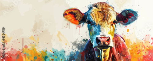 cow in watercolor style.. vector simple illustration