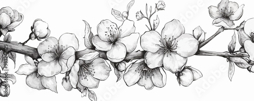 Cherry blossom sketch hand drawn in doodle style illustration