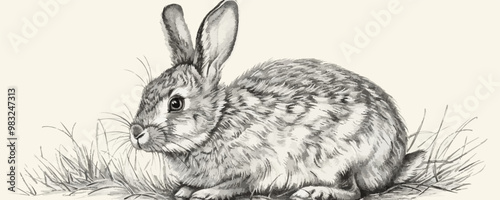 rabbit Engraving style. Simple pencil drawing. vector simple illustration