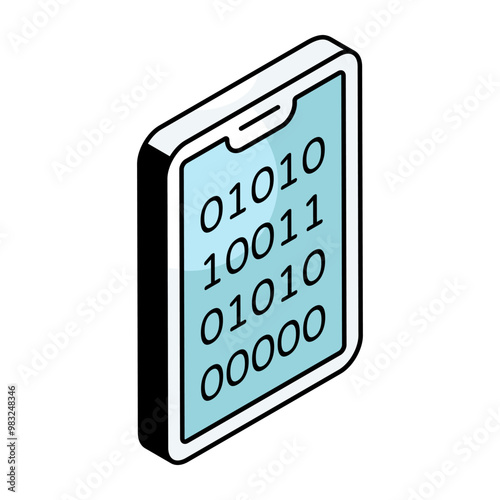 A flat design icon of mobile binary data