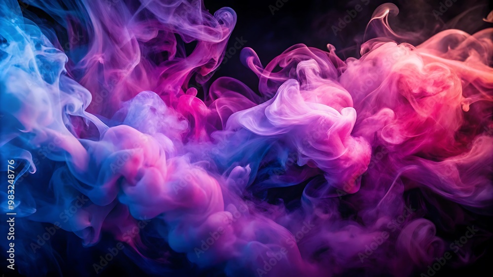 Abstract Pink and Purple Smoke Swirling on a Dark Canvas, Evoking a Sense of Mystery, Imagination, and Creative Wonder