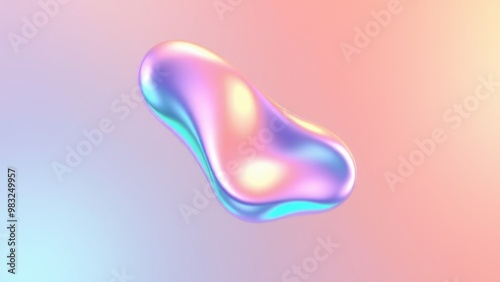 Abstract liquid shape of holographic metal.