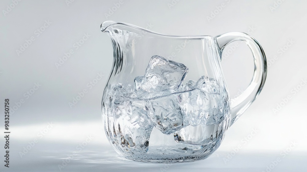 Crystal Pitcher Filled With Ice Cubes Crystal Pitcher Filled With Ice Cubes
