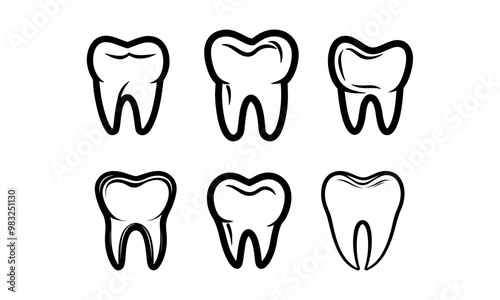 set of dental and teeth icons for web