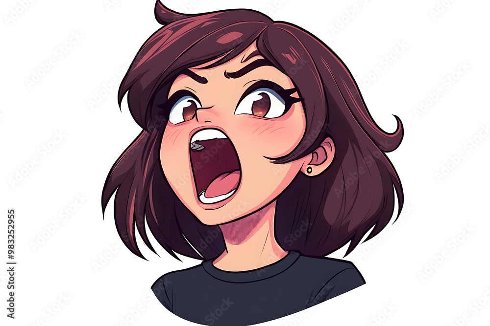 Cartoon Illustration of a Woman with an Angry Expression Cartoon Illustration of a Woman with an Angry Expression