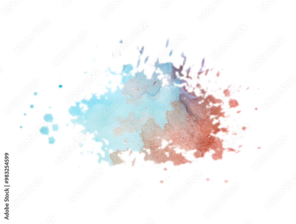 Obraz premium Watercolor shape blends contrasting colors, creating a vibrant and textured design element on a transparent background