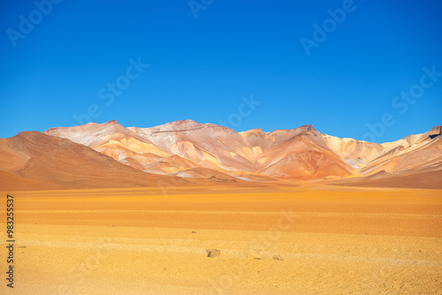 mountains with different colors in the Dalí Desert, Bolivia