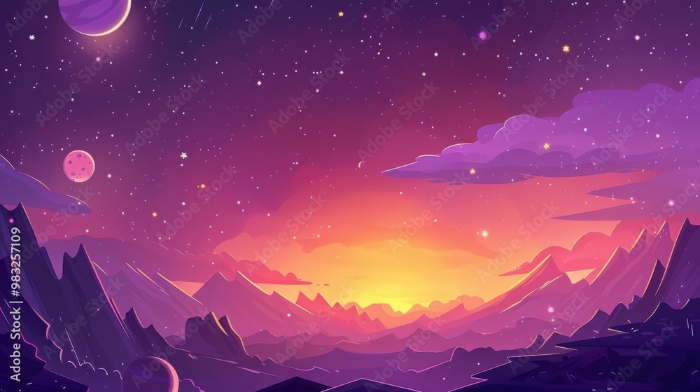Fototapeta premium starry vector space background - cute flat style template with stars in outer space