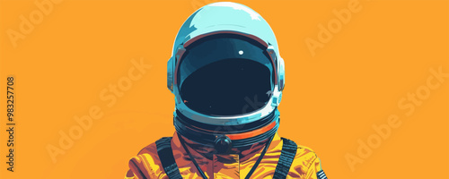 Sci-fi space explorer in a high-tech spacesuit Vector flat minimalistic isolated illustration