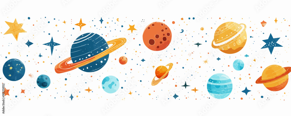 Toy galaxies on a white background. Vector flat minimalistic isolated illustration. Toy galaxies on a white background. Vector flat minimalistic isolated illustration.
