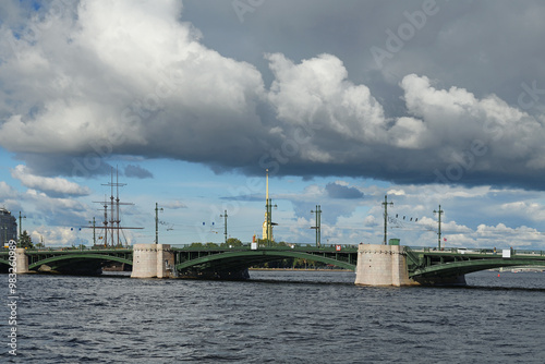 Tuchkov Bridge, bascule bridge across Little Neva (distributary of Neva river) in Saint Petersburg, Russia