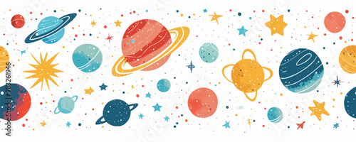 Toy galaxies on a white background. Vector flat minimalistic isolated illustration.