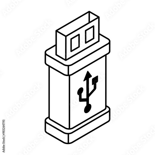 A flat design icon of usb