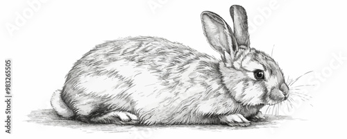 rabbit Engraving style. Simple pencil drawing vector