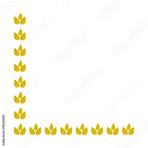 Vector gold leaf shape page corner border
