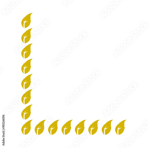 Vector gold leaf shape page corner border