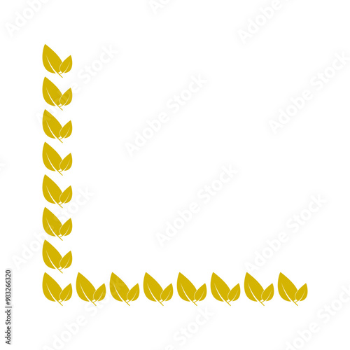 Vector gold leaf shape page corner border