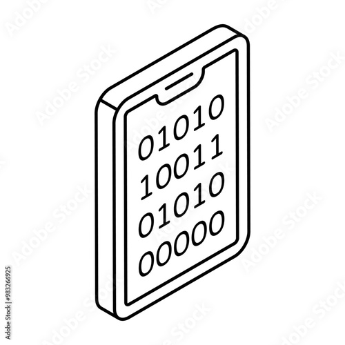A flat design icon of mobile binary data