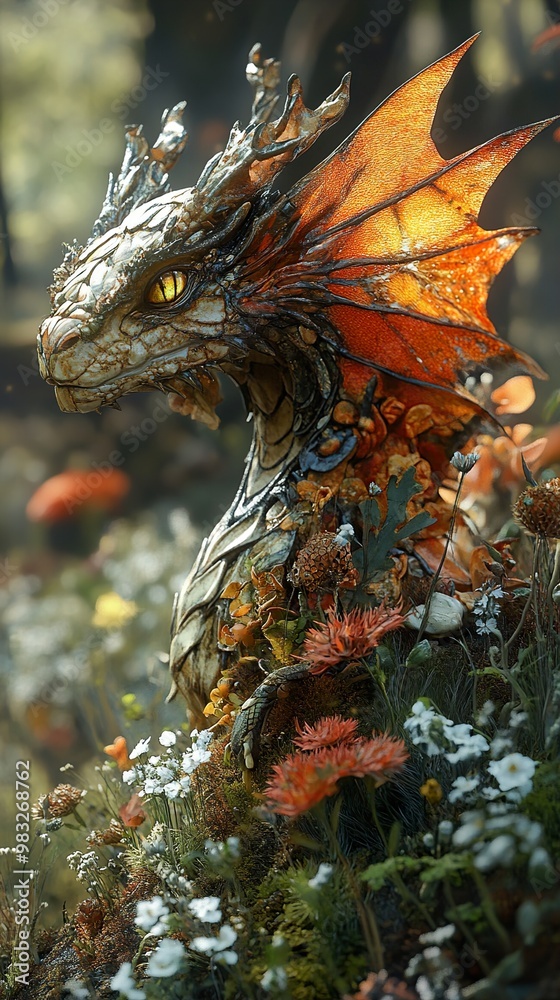 Fantasy Dragon in a Lush Forest Fantasy Dragon in a Lush Forest