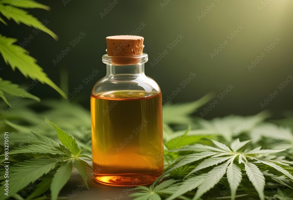 Organic Cannabis Oil Bottles in Nature - Natural CBD Oil for Health and Wellness, Herbal Extract with Hemp Leaves Organic Cannabis Oil Bottles in Nature - Natural CBD Oil for Health and Wellness, Herbal Extract with Hemp Leaves