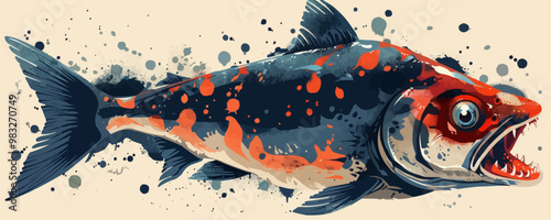 piranha. vector simple illustration