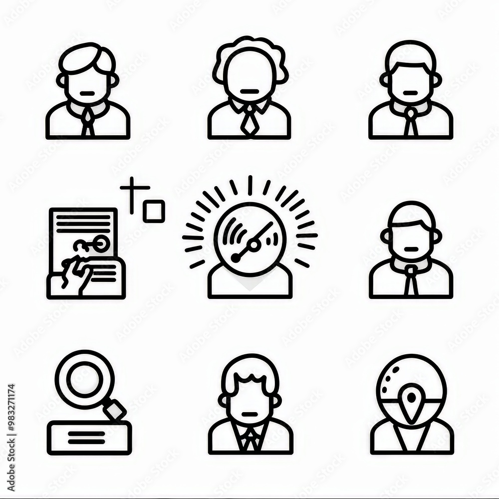 Professional And Minimalist Icons, Mentoring and Training, Line art, flat, 2d, black and white, white background stylize 50 Professional And Minimalist Icons, Mentoring and Training, Line art, flat, 2d, black and white, white background stylize 50