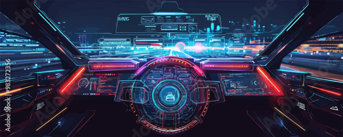 Diagnostic Auto in HUD. vector simple illustration