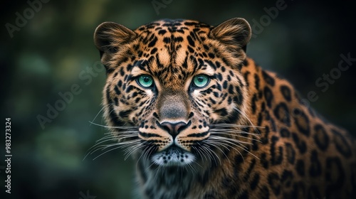 Majestic Portrait of a Leopard with Striking Green Eyes