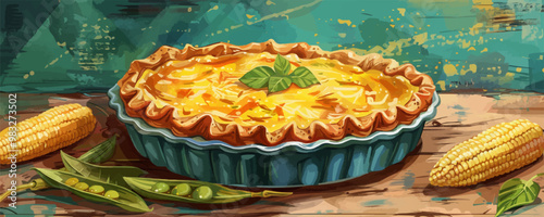 Corn pie. vector simple illustration