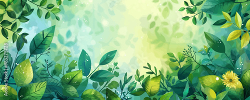 background with plants and leaves vector