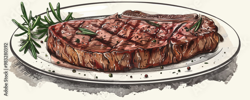 Steak sketch engraving hand drawn Restaurant business concept. vector simple illustration