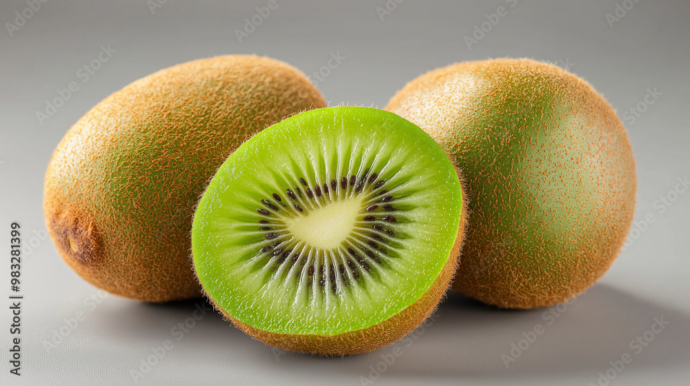 kiwi fruit on grey background kiwi fruit on grey background