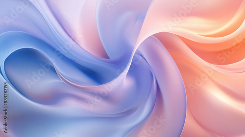 Wallpaper Mural Gentle fluid swirls of soft blue, peach, and lavender blending into a calming, abstract background with smooth, flowing shapes. Torontodigital.ca