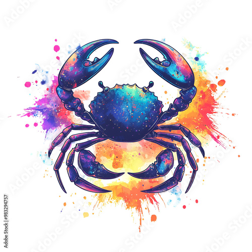 Cartoon Style Artistic Design Cancer Zodiac Sign Logo Icon Illustration No Background Perfect for Print on Demand T Shirt Design