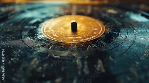 Close Up of Vintage Vinyl Record - Music History photo