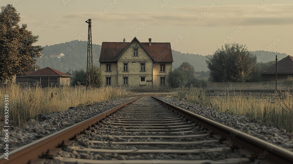 Rustic House on the Railway Tracks - Countryside Landscape Photography Rustic House on the Railway Tracks - Countryside Landscape Photography