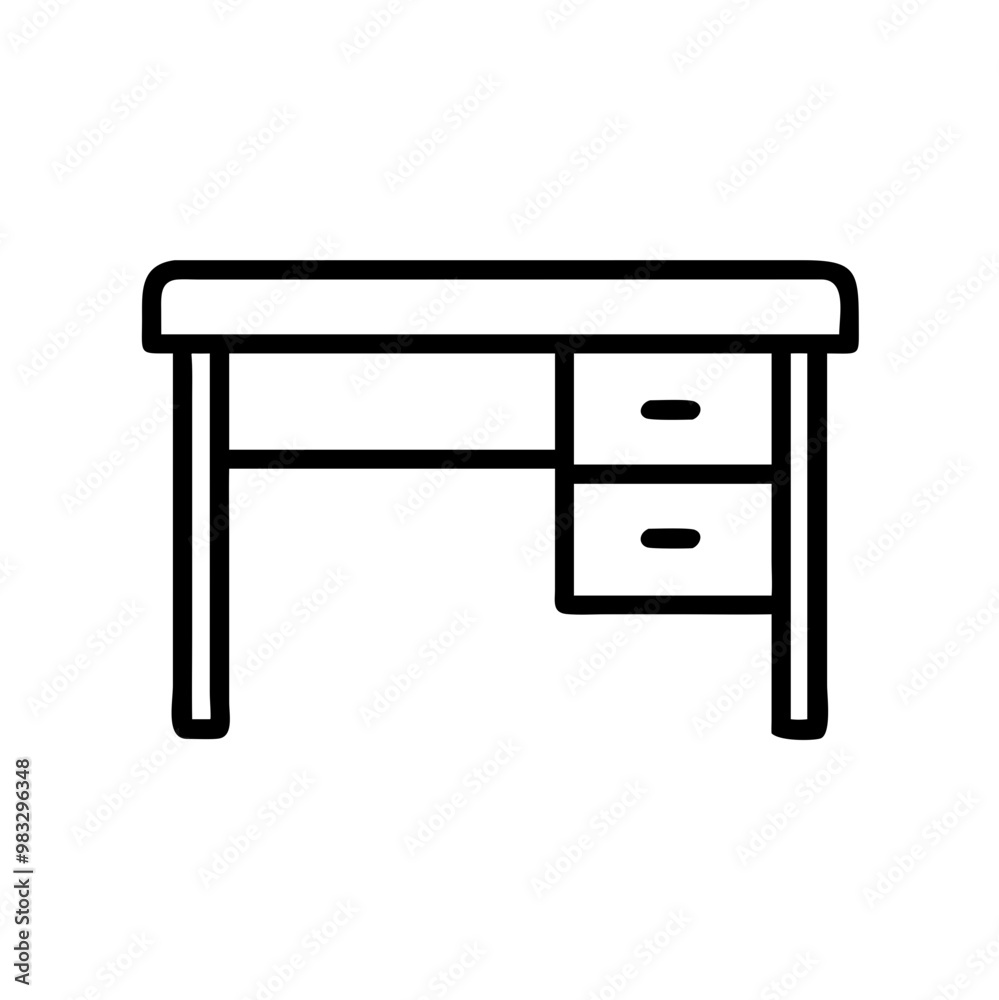 Office Desk Icon, Line Art, Workplace and Furniture Design Office Desk Icon, Line Art, Workplace and Furniture Design