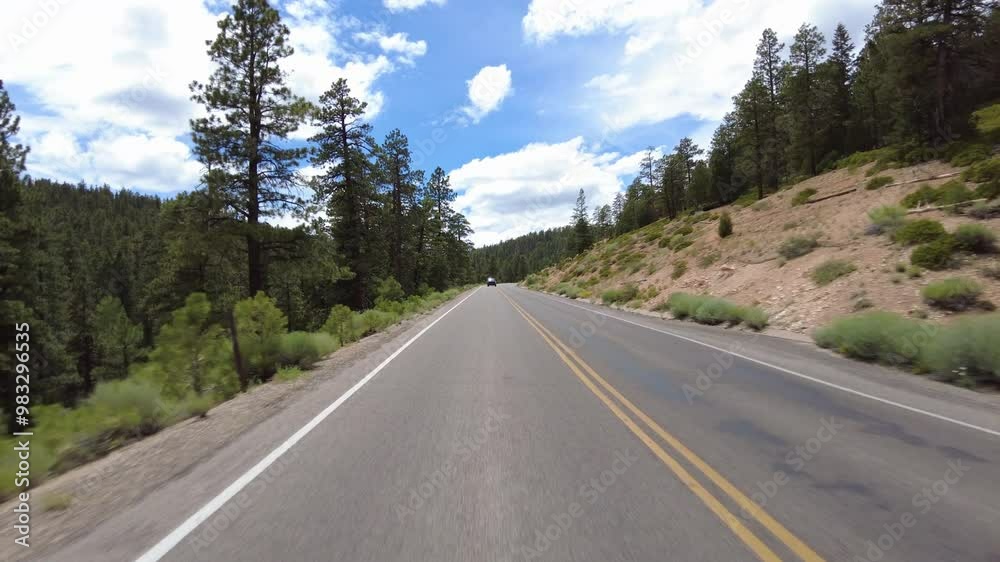 Driving Plate Bryce Canyon Scenic Drive Northbound Multicam Set 24 Rear View Swamp Canyon Utah Southwest USA Driving Plate Bryce Canyon Scenic Drive Northbound Multicam Set 24 Rear View Swamp Canyon Utah Southwest USA